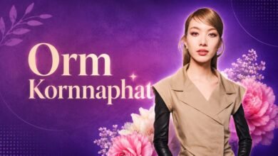 Thai actress Orm Kornnaphat posing for a professional portrait.